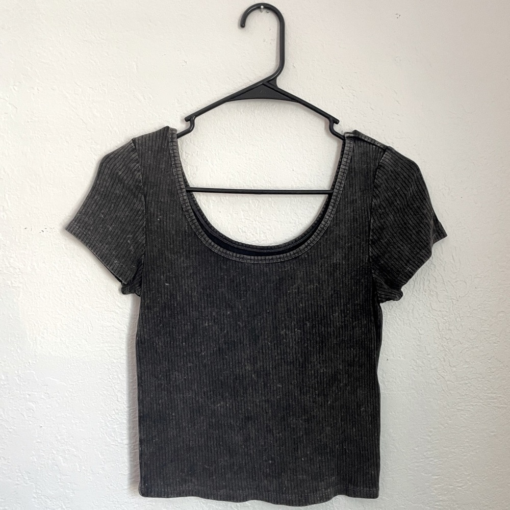 Textured Gray Crop Top